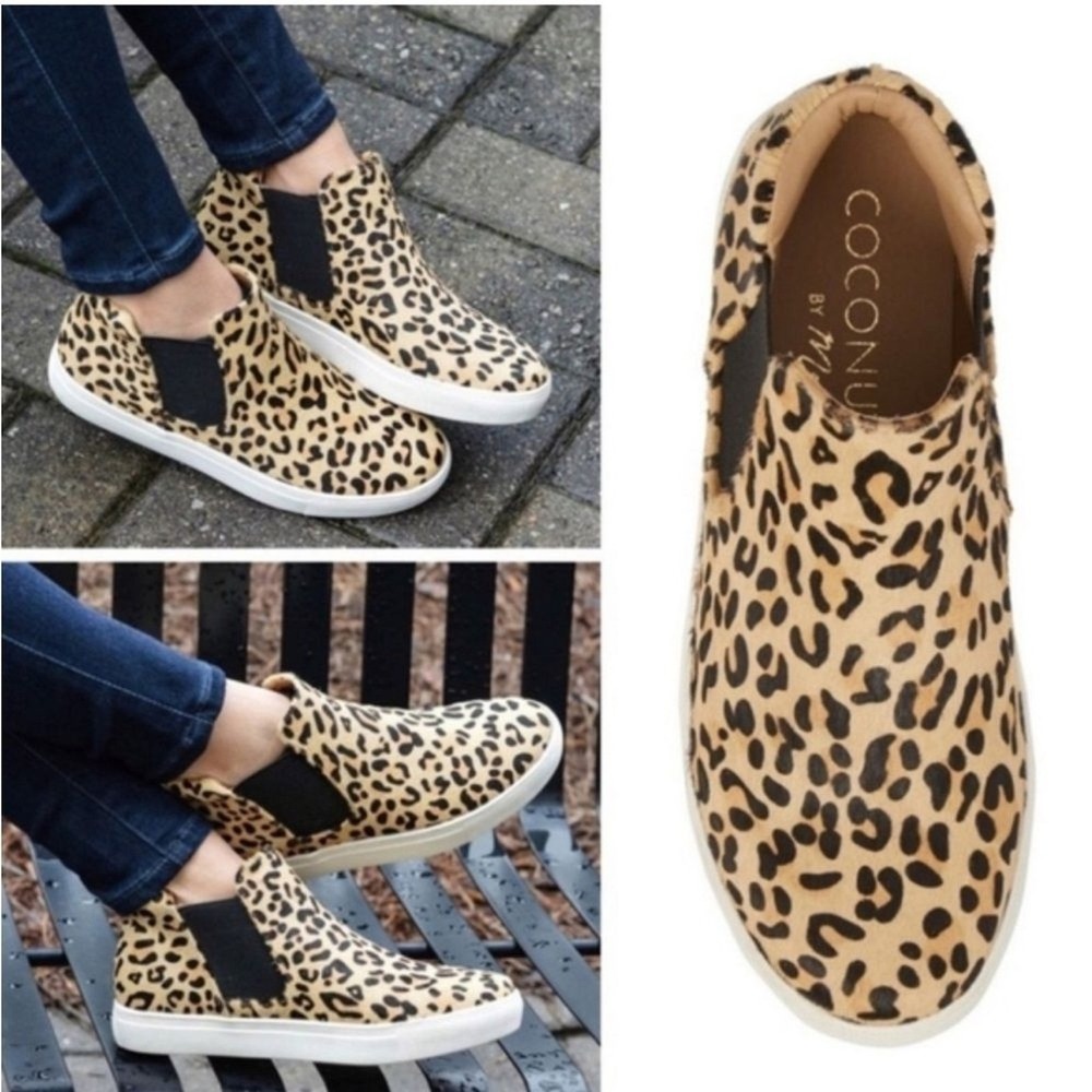 NWOB Coconuts by Matisse Women Harlan Leather Cowhair Animal Print Sneakers‎ 8.5